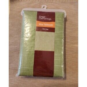 Great Gatherings Green Vinyl Lined Tablecloth PVC Free 60"x84" Rectangle NWT